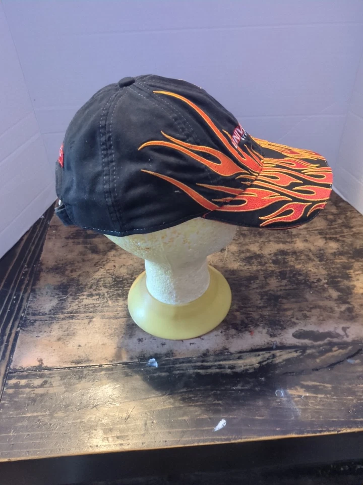 De colección Universal Studios Raro Llama de Fuego Negro/Rojo Adulto Años 80 90 Correa Sombrero Foto 4 de 4