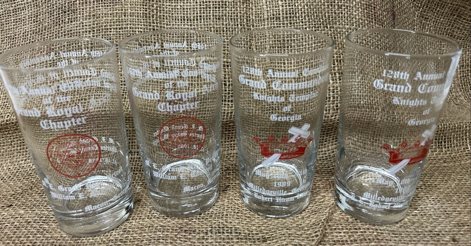 Vintage Mason's  Knights Templar of Georgia Glasses  Grand Commandery 1989