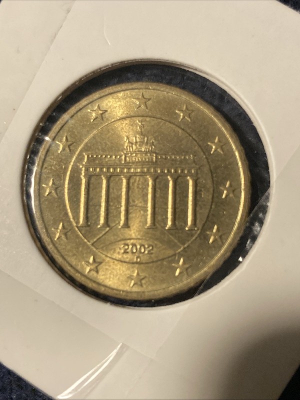 Federal Republic Of GERMANY 50 EURO Cents COIN 2002 Brandenburg Gate 12 Stars