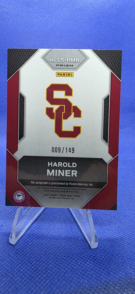 Harold Miner 2024 Prizm Draft Picks Auto Autograph blue # 9/149 USC Trojans - Image 3 of 4