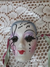 Vintage Mardis Gras Handpainted Ceramic Mask 4 inches