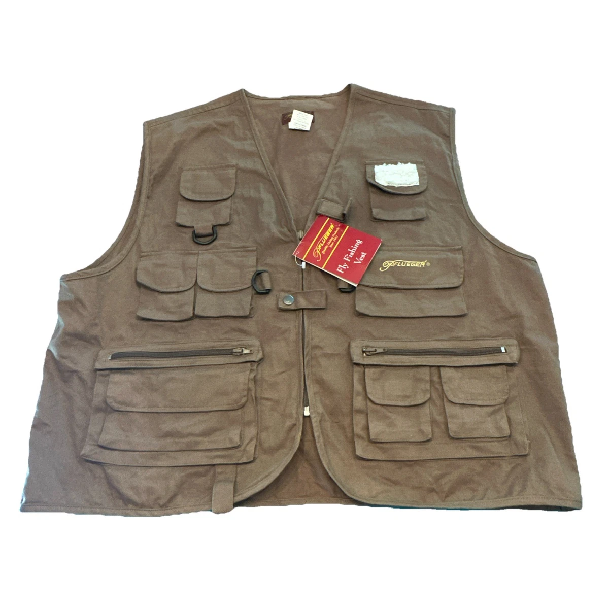 Stansport Mens Fishing Outdoor Utility Vest Brown Full Zip