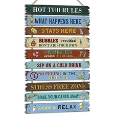 Hot Tub Pool Patio Rules Signs Gifts Wood Funny Rules Signs Decorative Classic