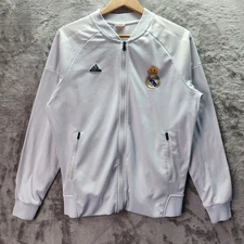Real Madrid Adidas White Track Jacket Size Large Replica Soccer Zip Up