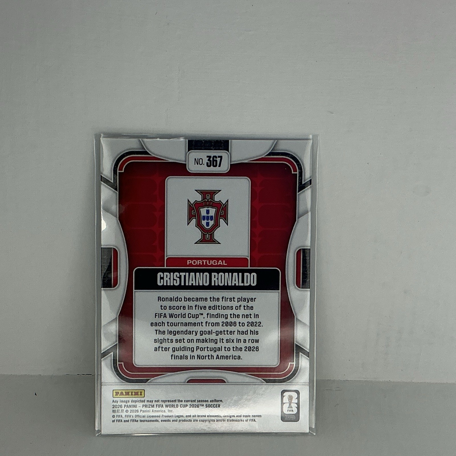 Panini Prizm FIFA Soccer Cristiano Ronaldo Portugal #367 2026 World Cup Base view 2