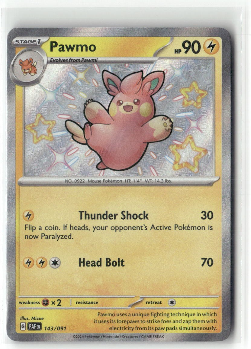 Pokemon Pawmo Shiny Rare SV: Paldean Fates 143/091 NM