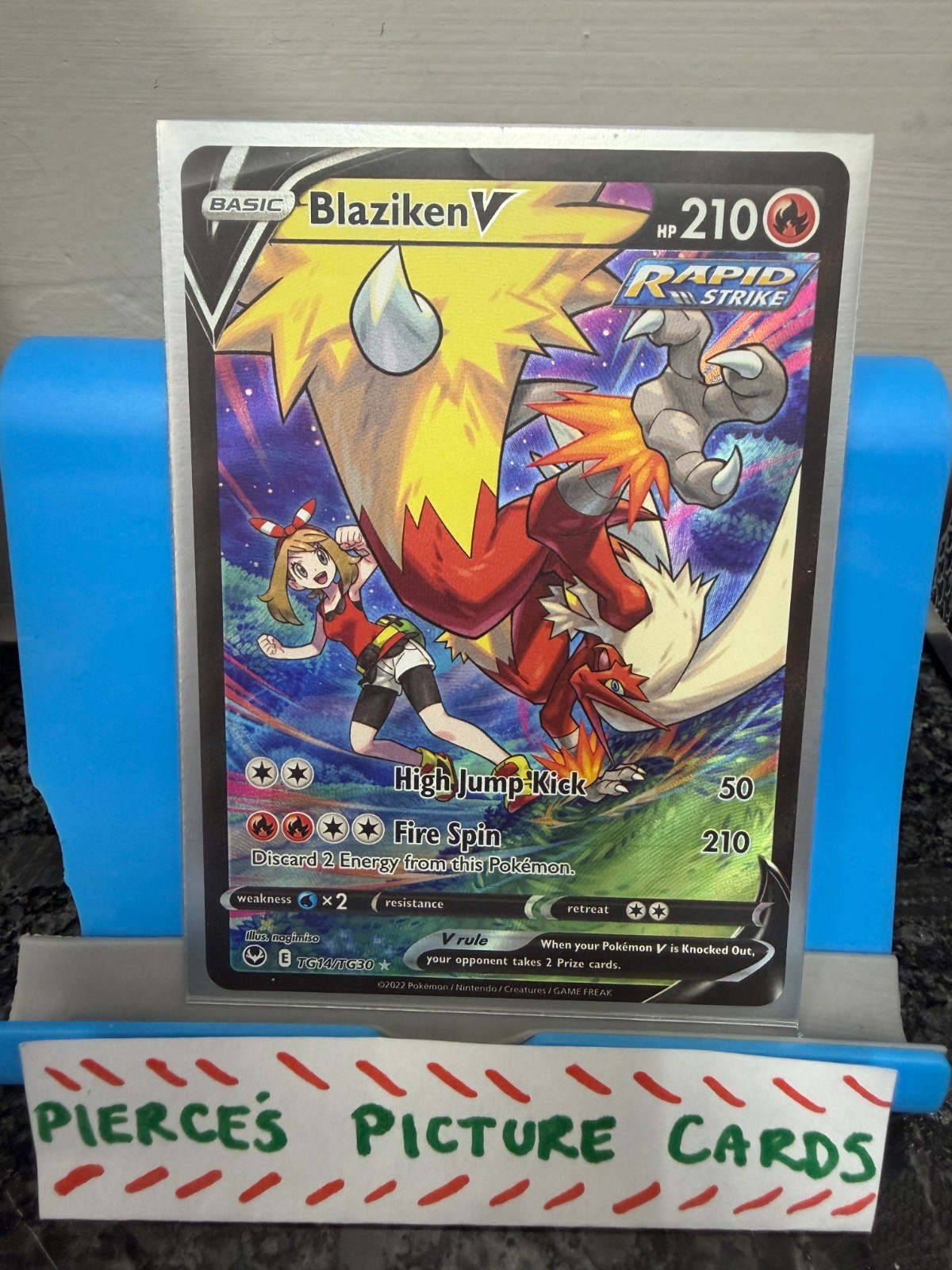 Blaziken V - Pokémon Silver Tempest Trainer Gallery Full Art Holo TG14/TG30 NM