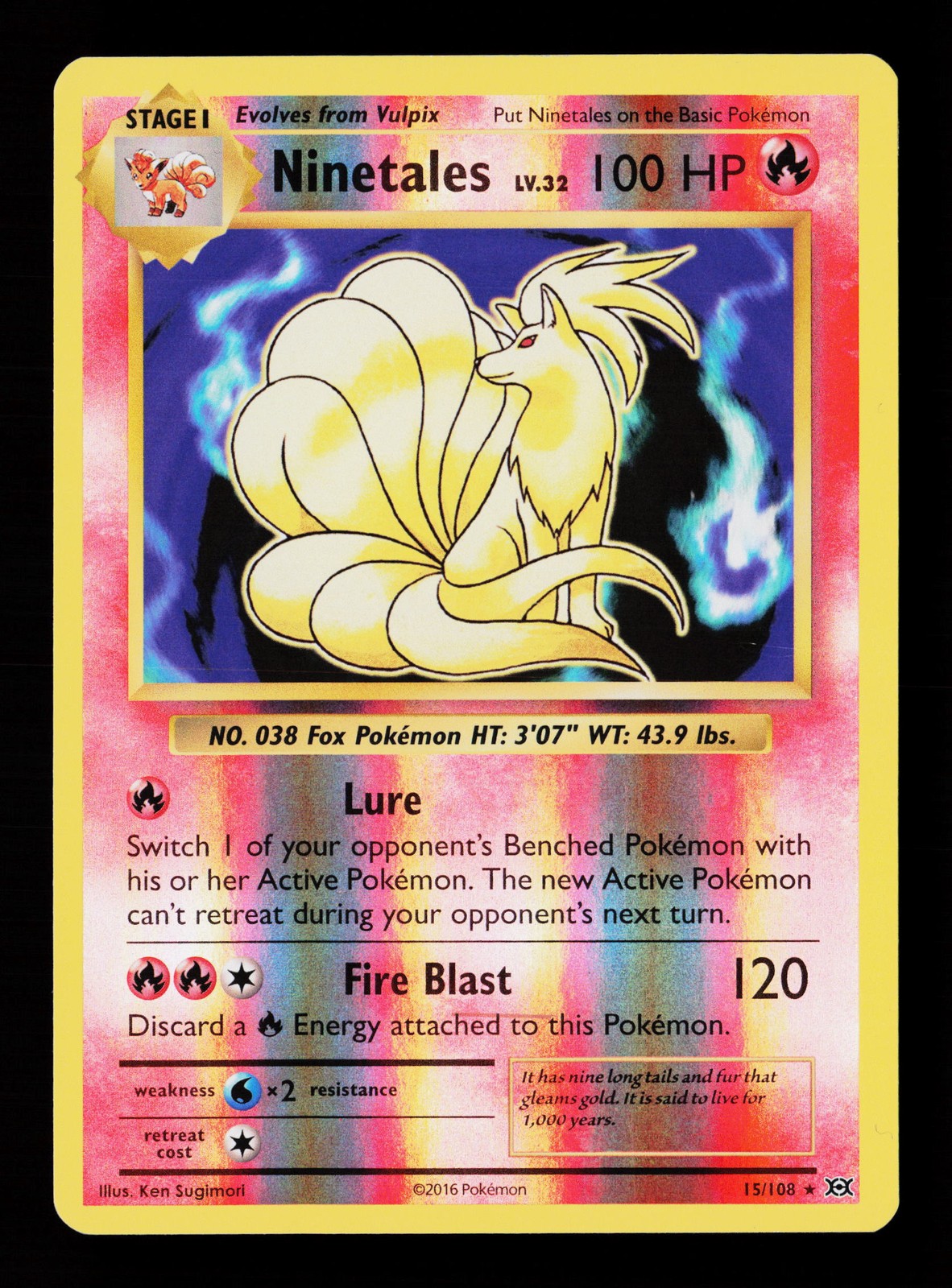 Ninetales 15/108 Reverse Holofoil Evolutions Pokemon Card -B8