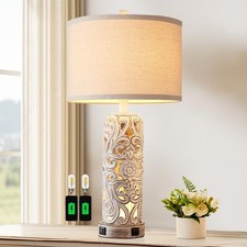 Rustic Farmhouse Table Lamps for Living Room Bedroom, Vintage Bedside Lamp wi...
