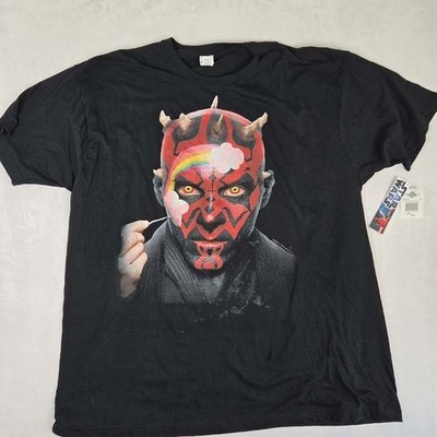 Star Wars Darth Maul Rainbow Face Shirt Mens 2XL Black Graphic Rare Phantom NWT