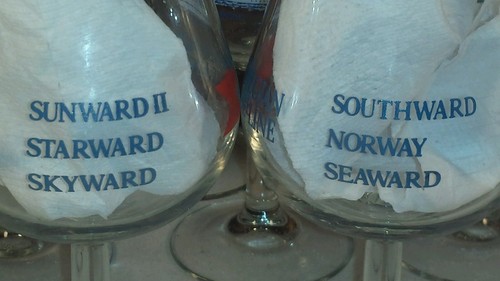 Vintage NORWEGIAN CRUISE LINES Wine Tulip Glass with Ship Names Set of 2 