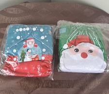 2 New Alva Baby Reusable Cloth Baby Diapers Merry Christmas Themed Snow Globe