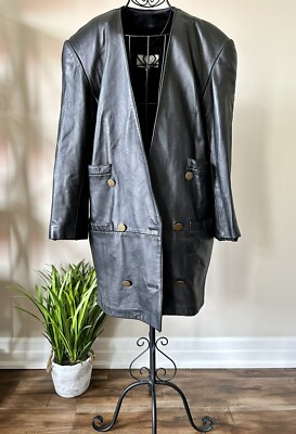 $795 VTG Dita Martin Design Unique Real Leather Oversized Jacket/Blazer Size8