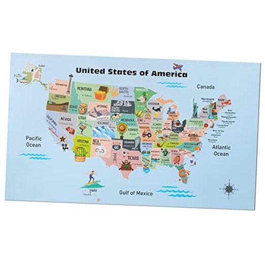 - United States Map for Kids, 14.5”x 24.6”, US Map for Kids Learning, Map of