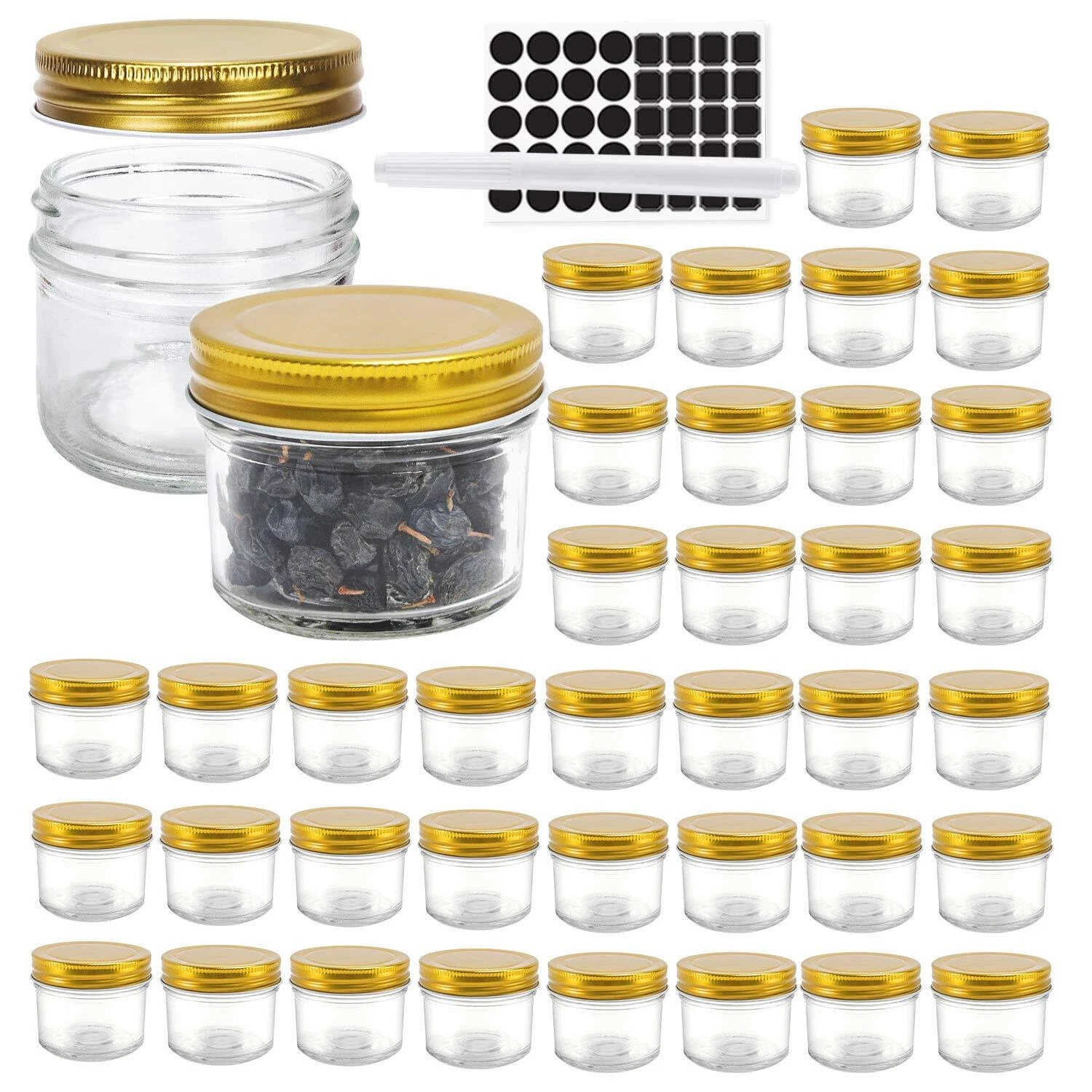 40 Pack 4oz Glass Jars with Lids Ideal for Honey Jam Wedding Favor Spice
