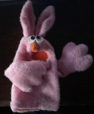 BUNNY Rabbit HAND PUPPET The Factory 1974 Light PINK Soft Plush Vintage w Tag