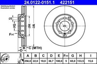 2X ATE 24.0122-0151.1 Bremsscheibe FüR Audi Seat Skoda VW