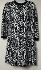 Zara Dress Women’s Size XS zebra striped Short Mini Lined flounced hem NEW