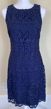 Alice & Olivia 10 Blue Sheath Dress Lace Overlay Sleeveless Wedding Party