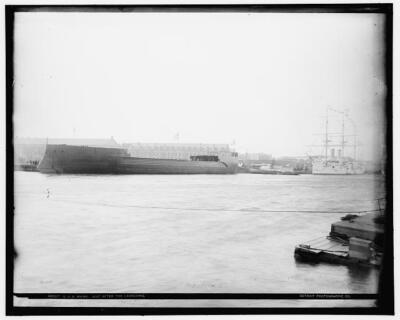 U.S.S. Maine, just after the launching Navy c1900 Old Photo