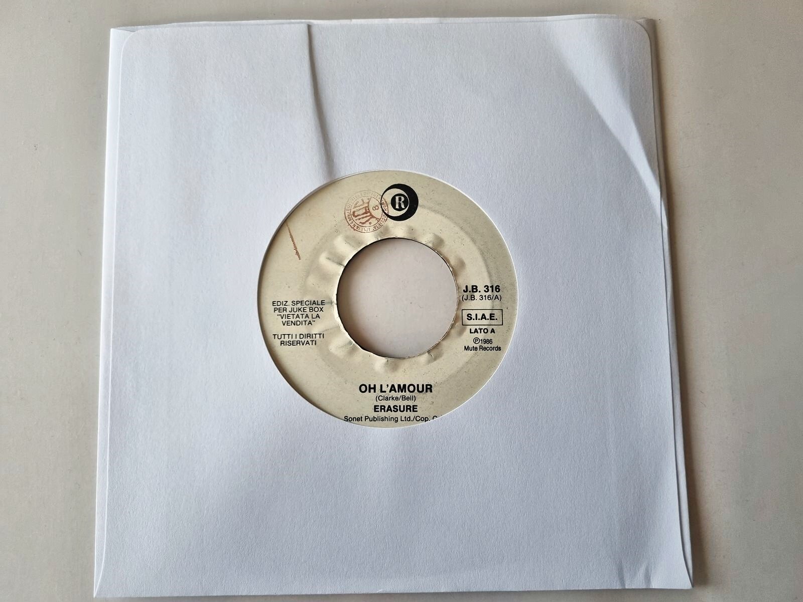 Erasure/ Secret Service - Oh l'amour/ When the night closes in 7'' JUKEBOX PROMO