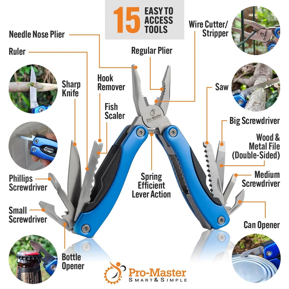 Multi Tool Pocket Knife Set 15 in 1 - The Ultimate Christmas Gift for Men! Pr...