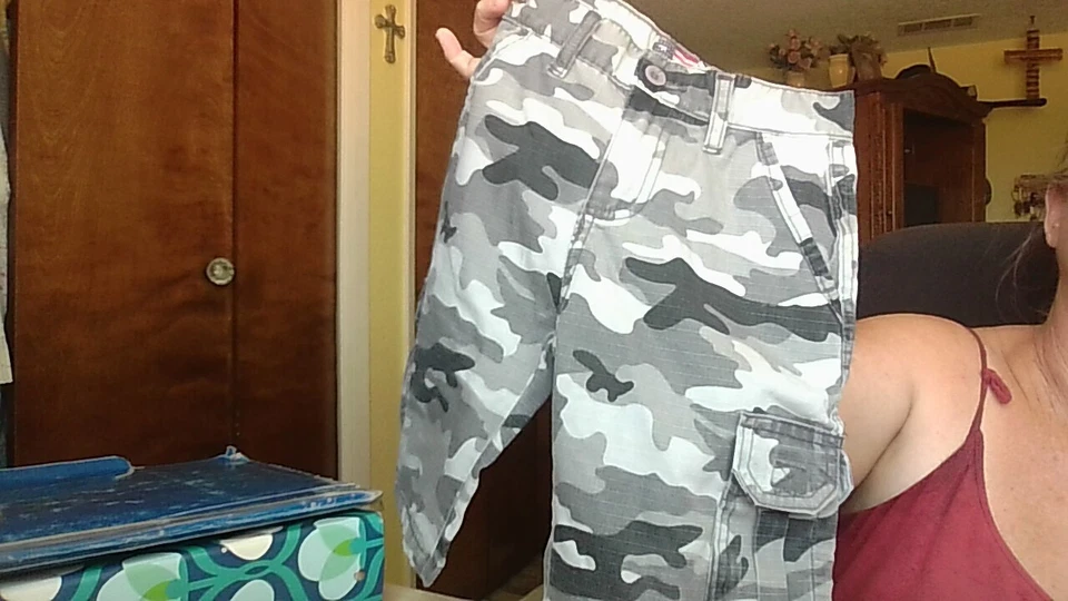 IMPRESIONANTE! ¡7 bolsillos! Pantalones Cortos Camuflados Gris/Negro 4 Niños Vintage y Carga GS115 Egipto Foto 3 de 4