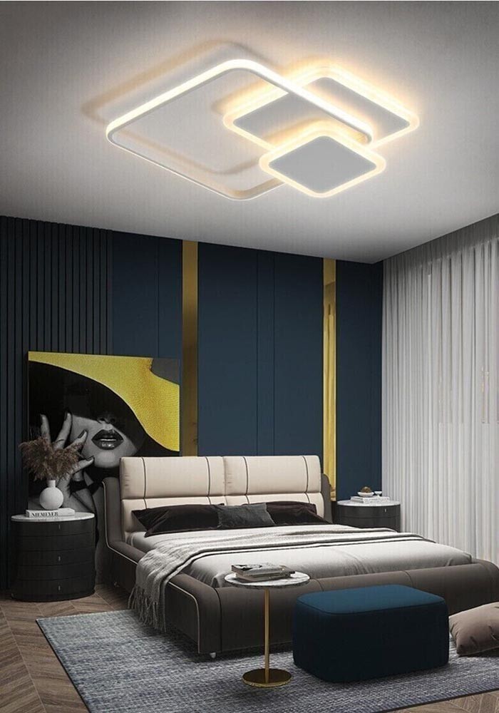 Plafoniera LED Luce Calda 48W Lampadario 3 Quadrati Moderno Offerta