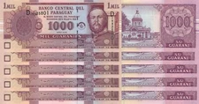 LOT, Paraguay 1000 Guaranies (2005) p222b x 5 PCS UNC