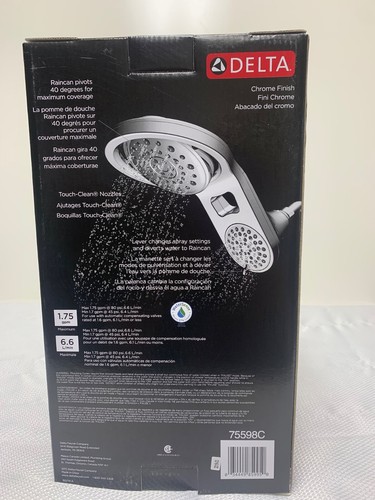 Delta HydroRain Showerhead 2-in-1 1.75 GPM Chrome NEW In Box - Picture 5 of 7