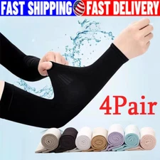 4 Pairs Cooling Arm Sleeves Cover UV Sun Protection Outdoor Sports Basketball