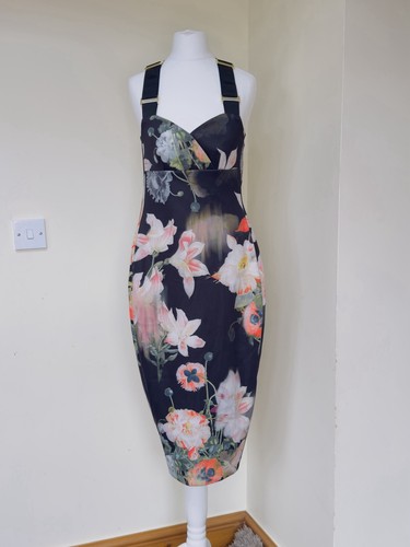 Ted Baker Dress - Size 1 Black Floral - Picture 2 of 9