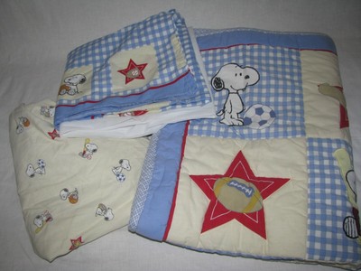 snoopy sports crib bedding