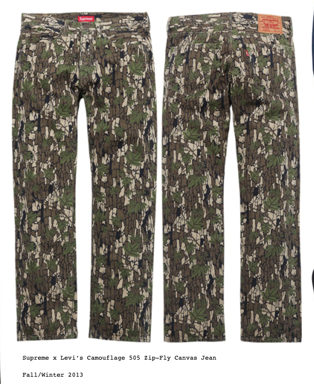 Supreme x Levi's Camouflage 505 Zip-Fly Canvas Jean FW13 Sz Supreme x Levi's Camouflage 505 Zip-Fly Canvas Jean FW13 Sz