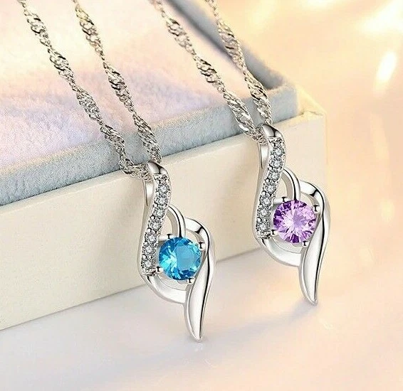 Damen Halskette Zirkon Anhänger Frauen Schmuck Kette 925 Silber verstellbar - Bild 3 von 4