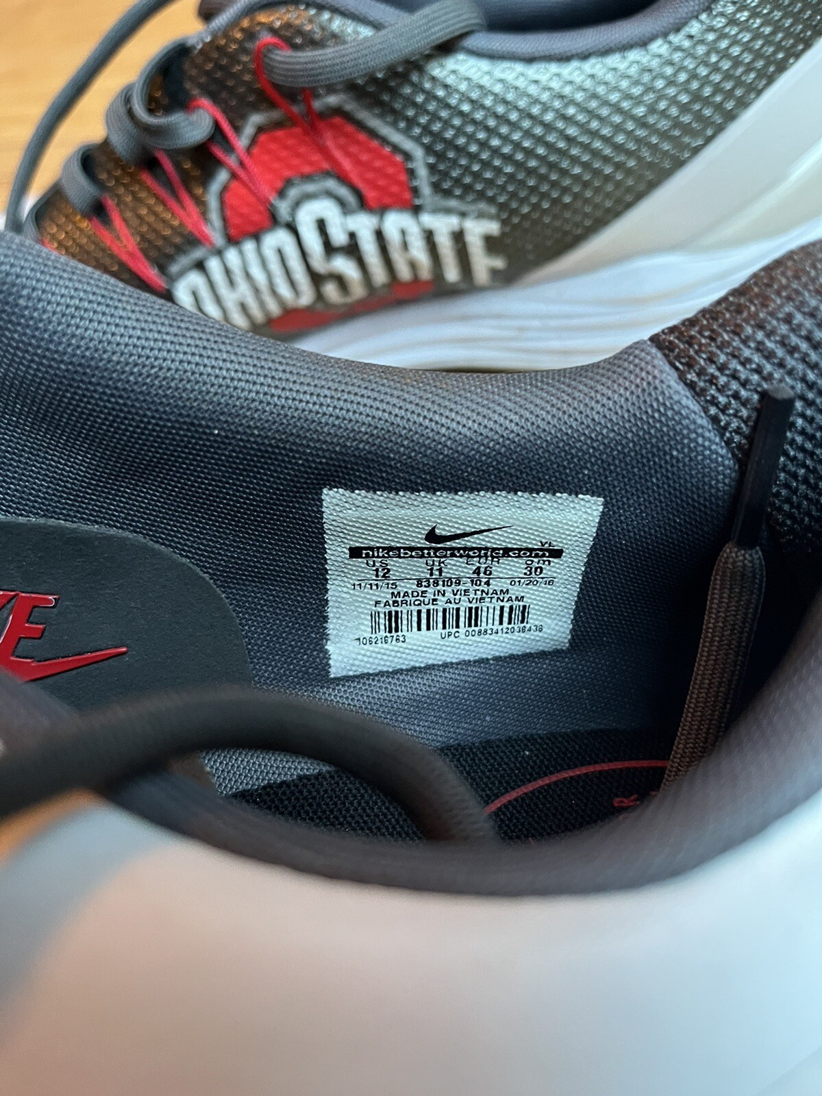 Nike Lunar Control 4 OSU Ohio State Golf Shoes 12 White Red 838109-104