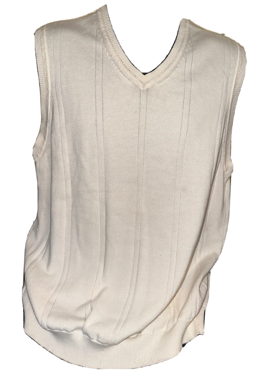 Van Heusen White Cream Color Sleeveless Vest Men s Size Large 100
