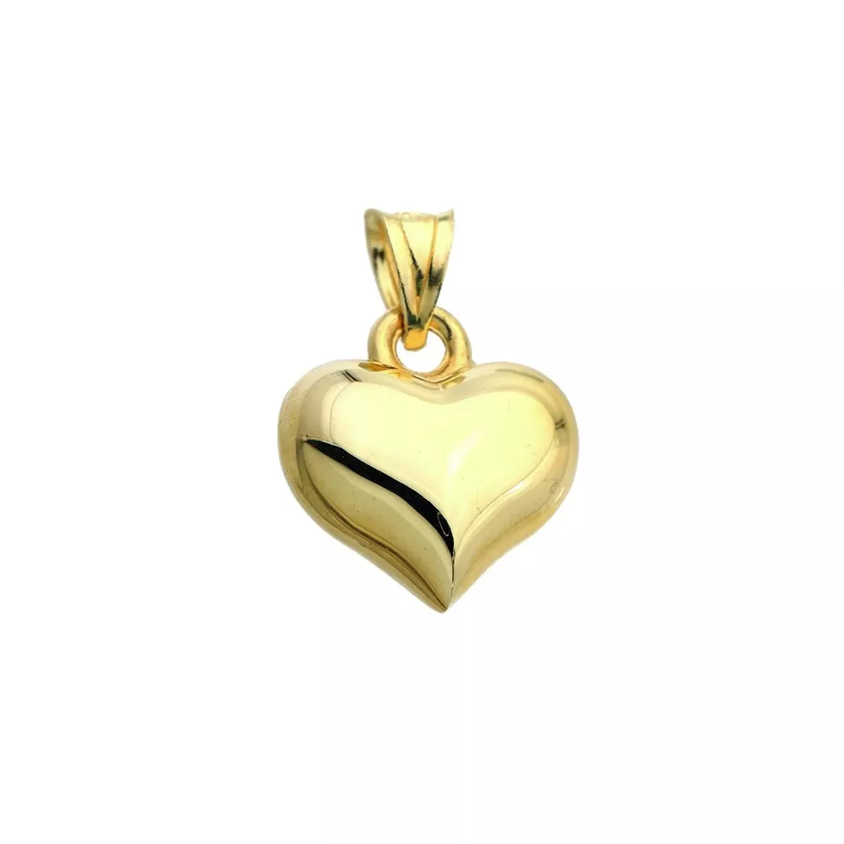 14K YELLOW GOLD SHINY PUFFED HEART PENDANT HEART NECKLACE eBay