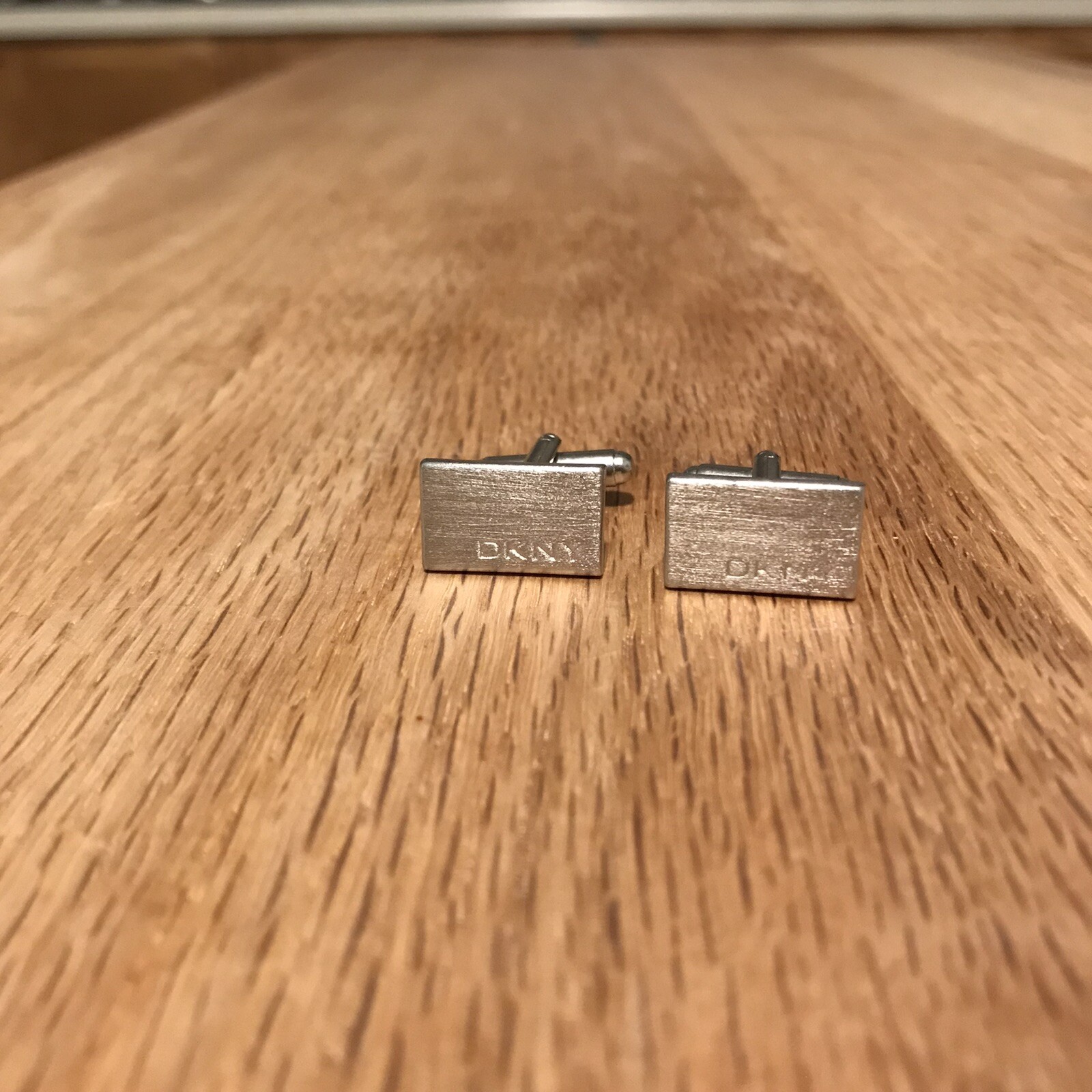 Vintage DKNY Silver Cufflinks Rectangular French … - image 1