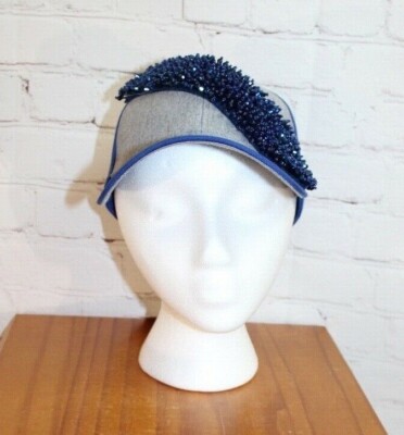 JR ~ NWT ~ Ruti Horn Beaded Baseball Cap Hat Gray & Blue Adjustable