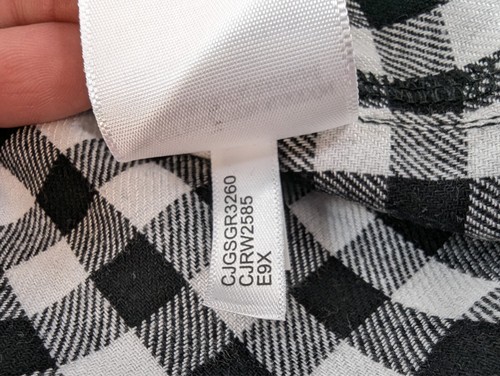 New Calvin Klein Flannel Top Shirt Long Sleeve - Womens SMALL Black White Plaid - Picture 6 of 10