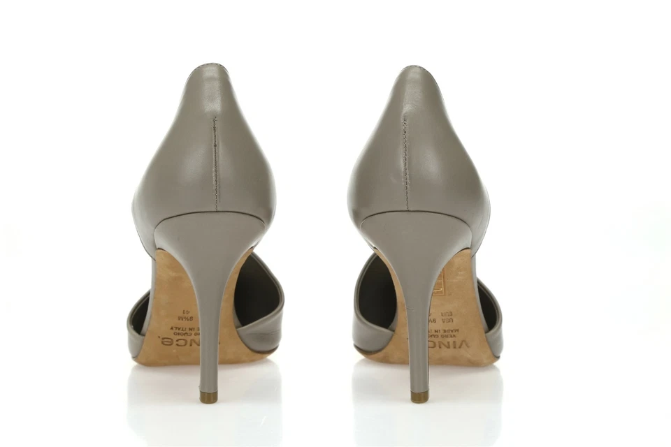 Vince. Zapatos de salón de tacón D'Orsay de cuero gris para mujer talla 9,5 M Foto 4 de 4
