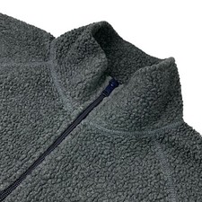 J.Crew Men s Teddy Sherpa 1/4 Zip Pullover Gray/Navy Blue Large