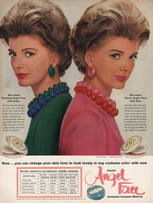 1961 Angel Face: Change Your Skin Tone to Look Lovely Vintage Print Ad