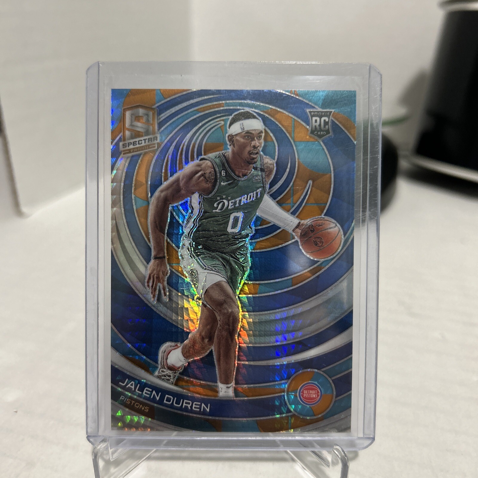 11/49. 2022-23 Panini Spectra Asia Blue Orange Prizm Jalen Duren #163 RC. /49