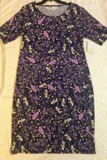 NEW w/ Tag LuLaRoe Julia Dress Women's Plus Size 3XL Purple Floral Pencil Dress