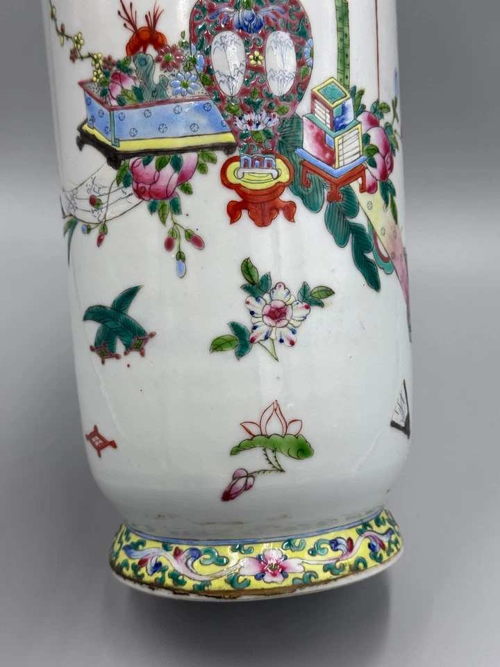 Антикварная китайская фарфоровая ваза XIX века Famille Rose bogu 13 1/2 дюйма - Изображение 4 из 4