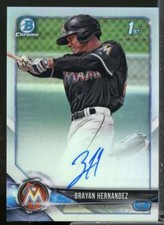 Brayan Hernandez Card 2018 Bowman Chrome Prospect Autographs Refractors #CPABHE 