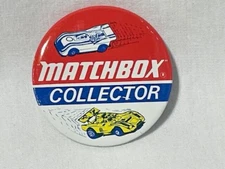 Vintage 1960's - 1970's Matchbox Collector Round Metal Pin, 1.5" diameter