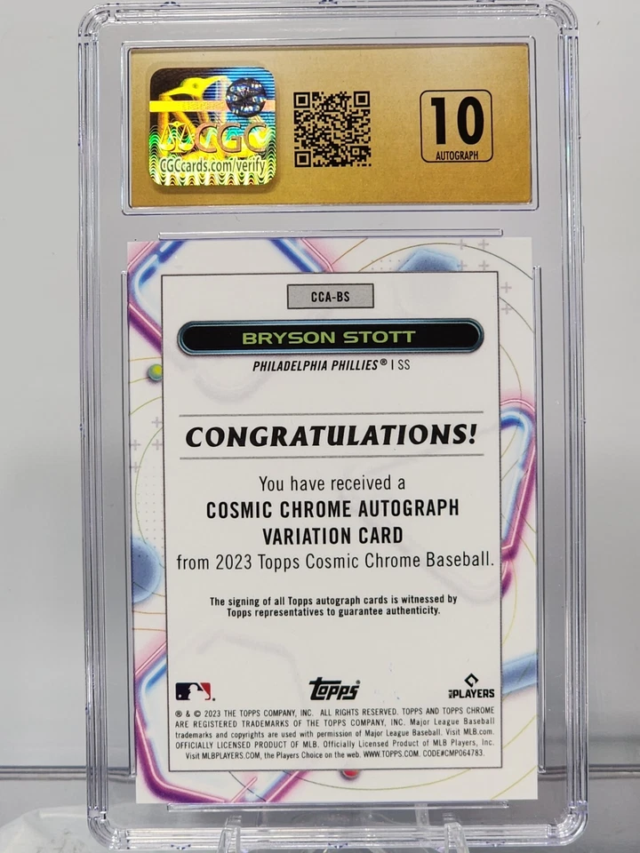 2023 Topps Cosmic Chrome Bryson Stott Auto /25 Orange #CCA-BS CGC PRISTINE 10 - Image 2 of 2
